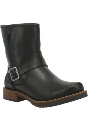 Dingo Casey Black Leather Moto Boots with Buckle Size 6